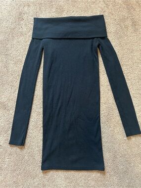 Zara Black Off-Shoulder Long Sleeve Dress